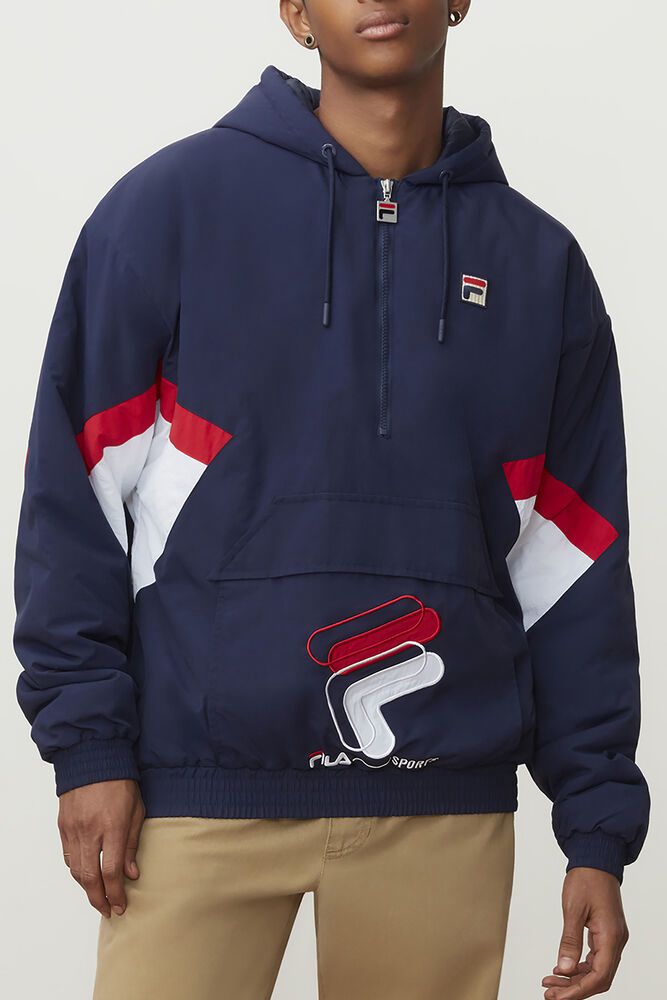 Fila Jacket Resso 1/4 Zip Mens Navy - India HKL-190342